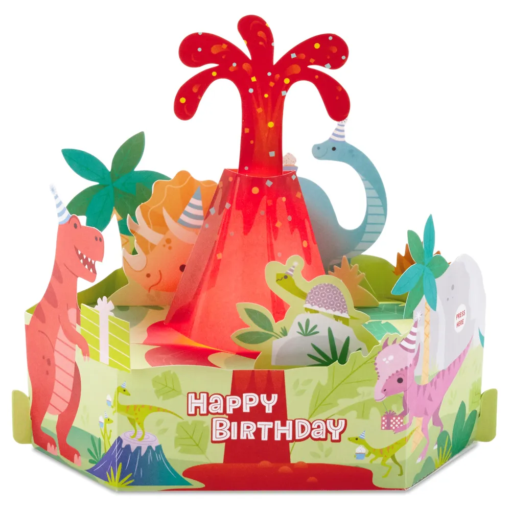 Hallmark Paper Wonder Pop Up Birthday Card for Kids with Sound (Dinosaur, Volcano)