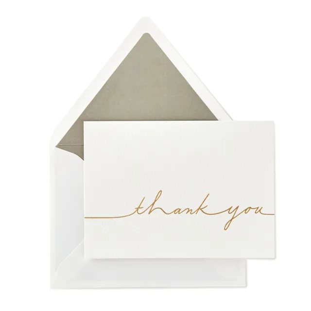 Papyrus Thank You Cards with Envelopes, Gold Border (16-Count