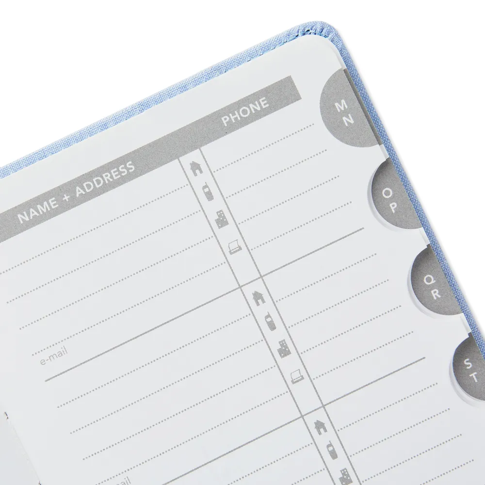 Hardcover Address Book (Blue Chambray)