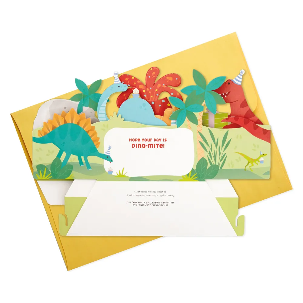 Hallmark Paper Wonder Pop Up Birthday Card for Kids with Sound (Dinosaur, Volcano)