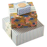 Hallmark Gift Boxes with Wrap Bands, Assorted Sizes (3-Pack: Cute Flowers and Stripes) for Birthdays, Bridal Showers, Mother's Day, Best Friends