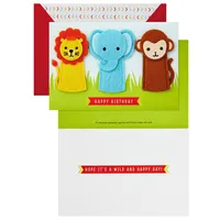 Wild and Happy Birthday Card With Finger Puppets for Kids