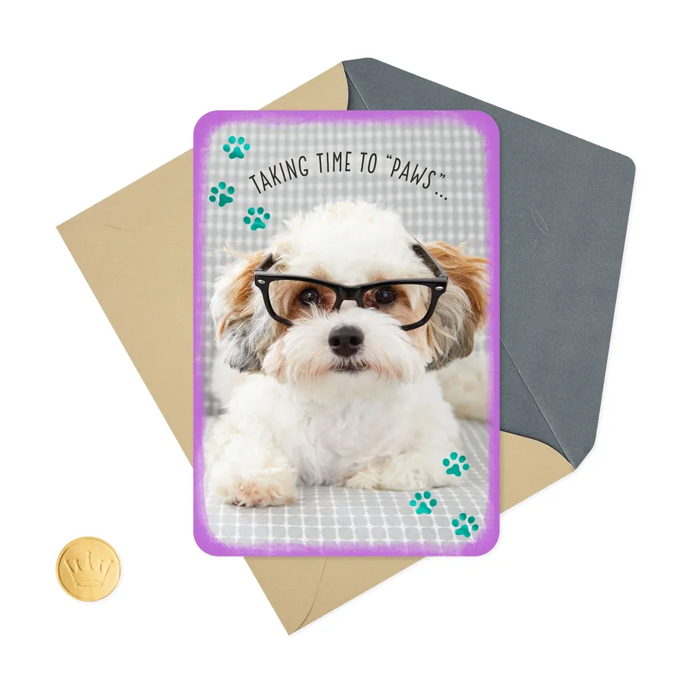 Dog Wearing Glasses Thinking of You Card