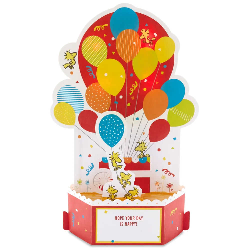 Peanuts® Snoopy Balloons Musical 3D Pop-Up Birthday Card With Light