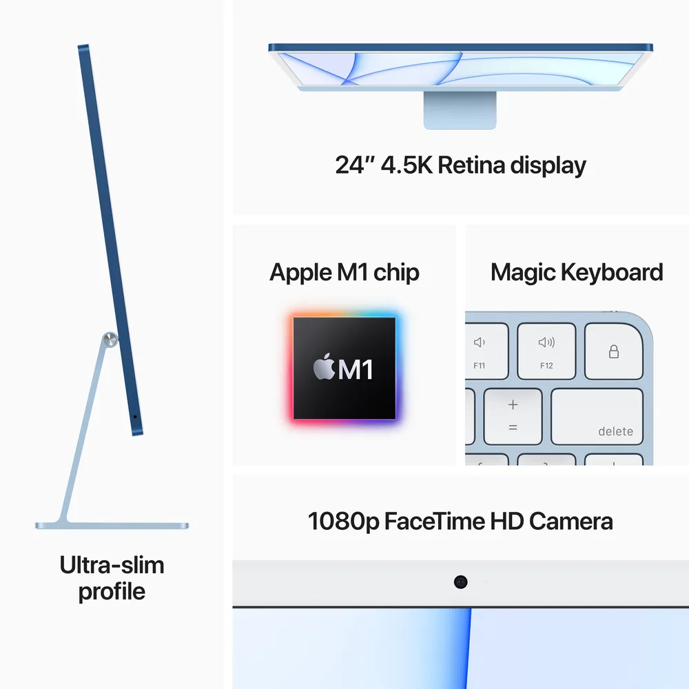 iMac (4.5K Retina, 24-inch, 2021): M1 chip with 8-core CPU and 7-core, Blue