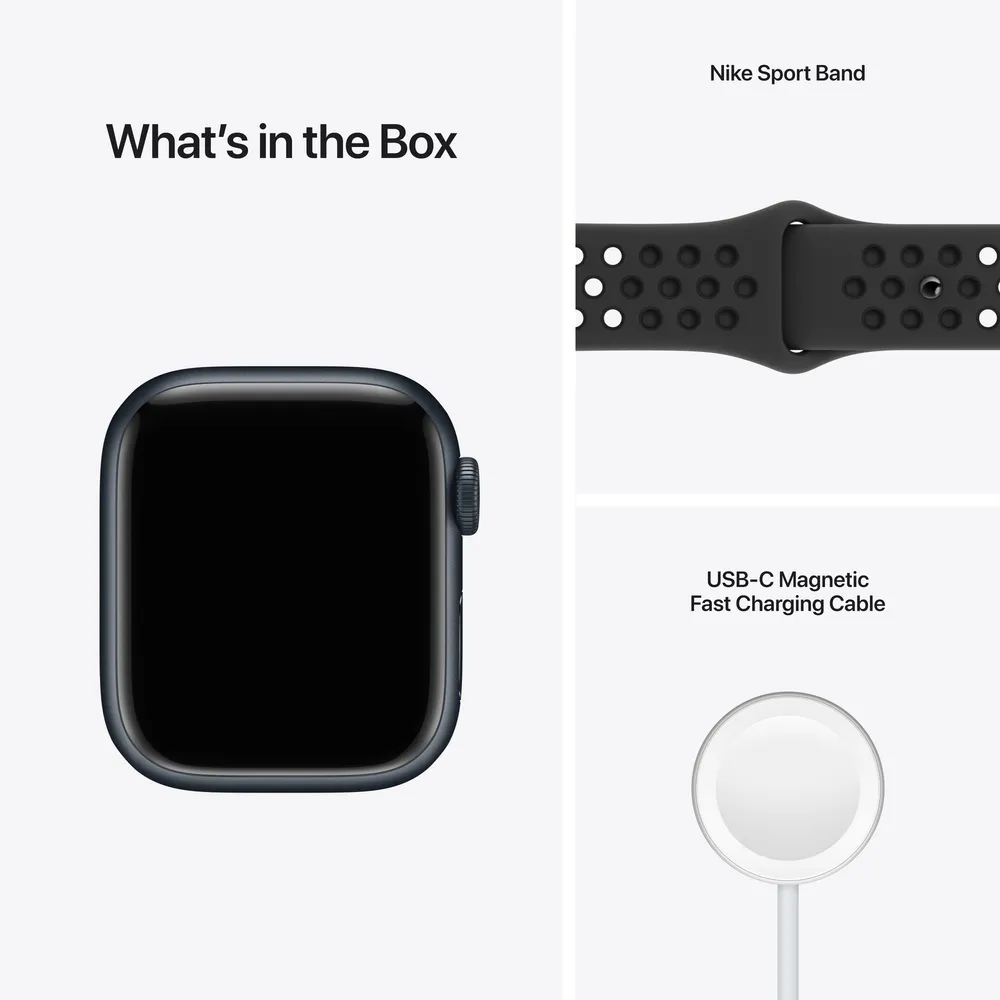 Apple Watch Nike Series 7 Midnight Aluminium Case with Anthracite/Black Sport Band