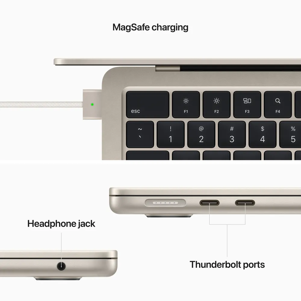 Apple MacBook Air: M2 chip with 8‑core CPU, 10‑core GPU, 16‑core Neural Engine