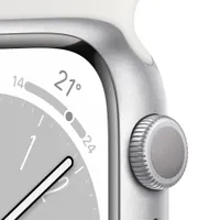 Apple Watch Series 8 Silver Aluminium Case with White Sport Band