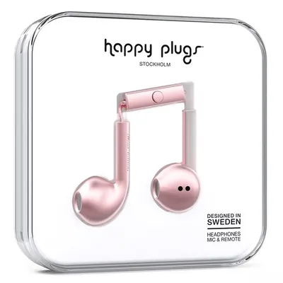 Happy Plugs Deluxe Earbud Plus with Remote & Mic - Pink Gold