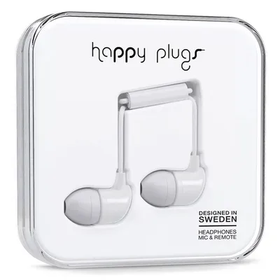 Happy Plugs In-Ear with Remote & Mic - White