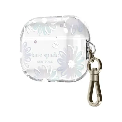 kate spade New York Protective Case for AirPods Pro (1st Generation)  - Daisy Iridescent Foil/White/Clear