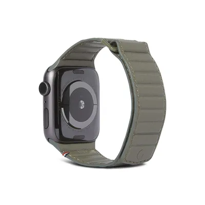 Decoded Leather Magnetic Traction Strap for Apple Watch 42/44/45 - Olive