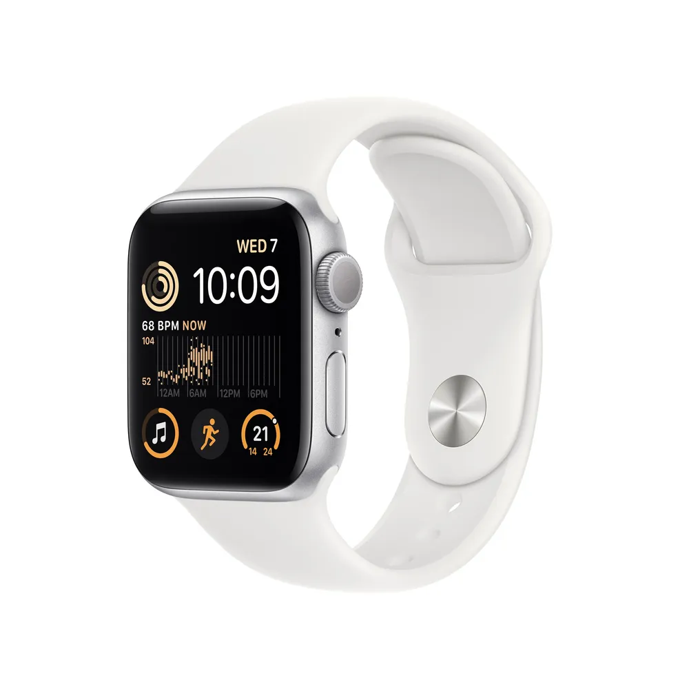 Apple Watch SE (2nd Gen) Silver Aluminium Case with White Sport Band