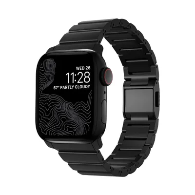 Nomad Titanium Watch Strap for Apple Watch 38/40/41mm  - Black Hardware / Black Leather
