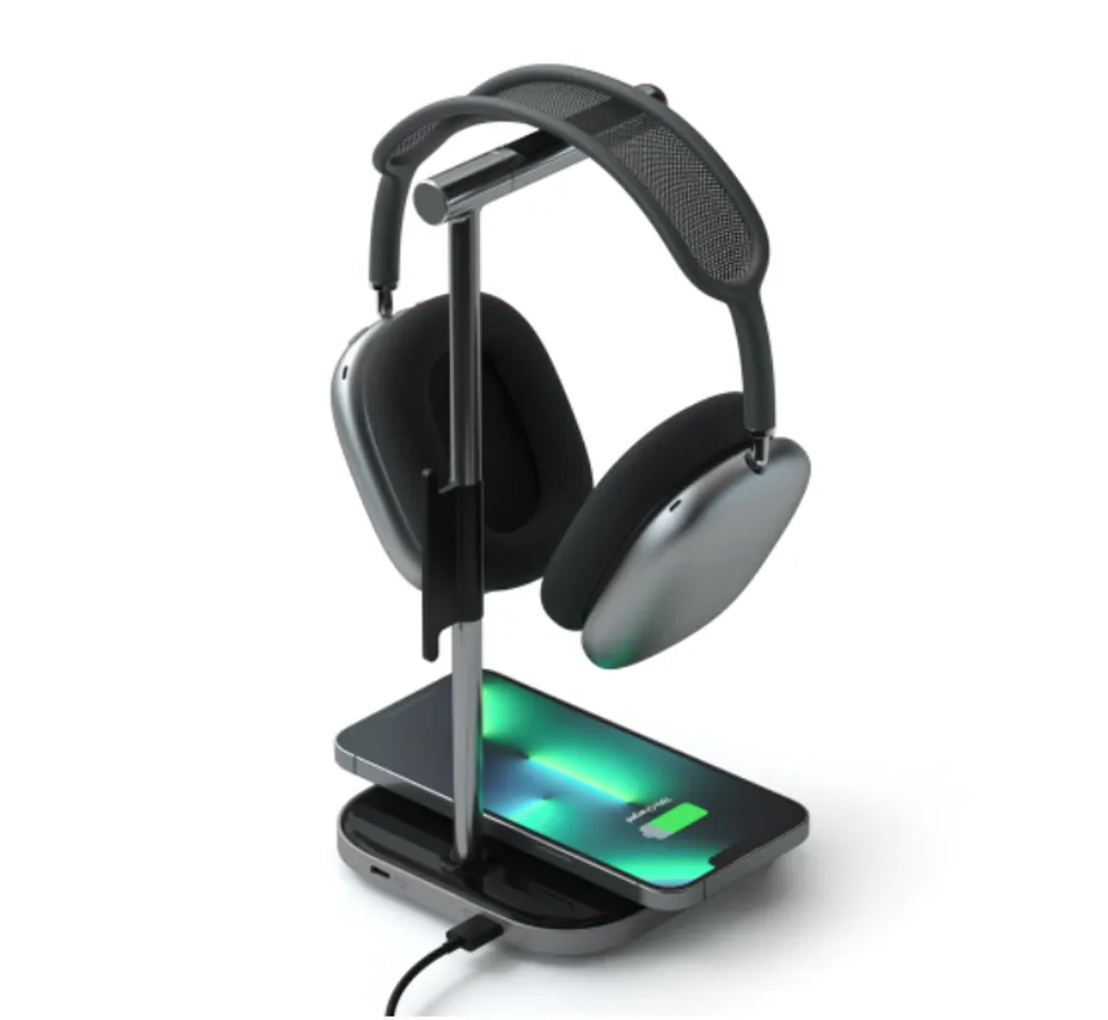 Satechi 2 in 1 Headphone Stand with Wireless Charger - Space Grey