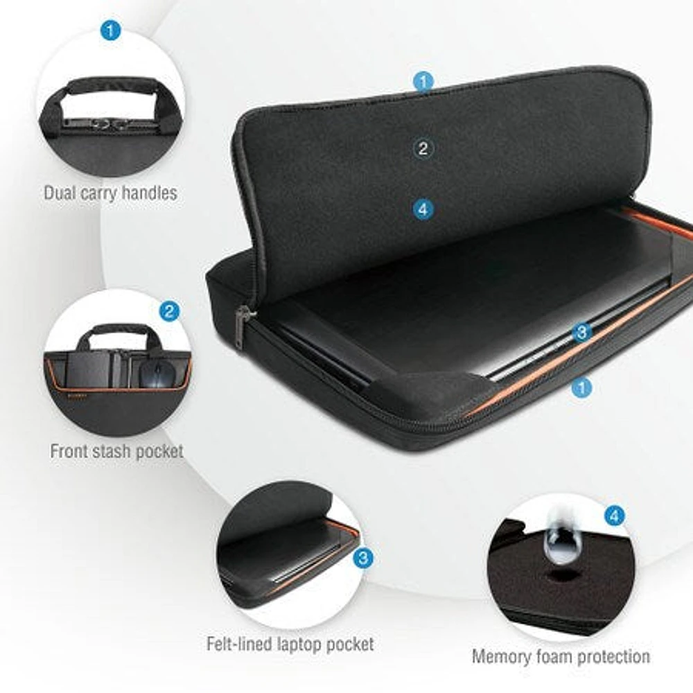 Commute Laptop Sleeve with Memory Foam up to 18.4-Inch Black