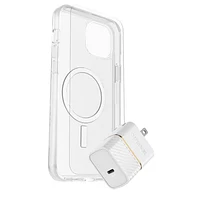 Protection+Power Kit (Symmetry Clear Magsafe Glass+ Wall Charger 30W White) for iPhone 15 Plus