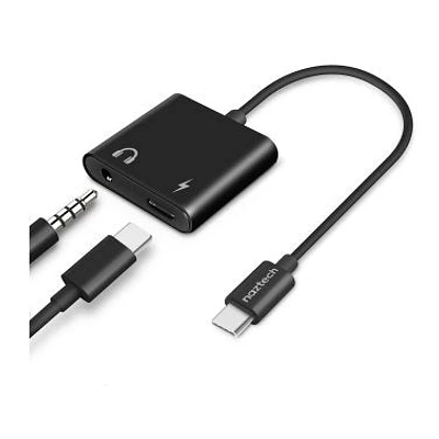 Naztech Black USB-C + 3.5mm Audio + Charge Adapter