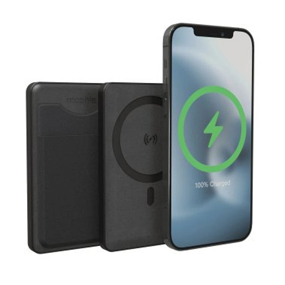 mophie universal battery snap+ juice pack mini wallet - black