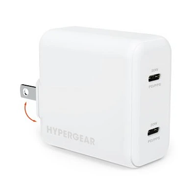 Hypergear 40W Dual Port 20W USB-C PD Wall USB-C PD/PPS Wall Charger Hub - White