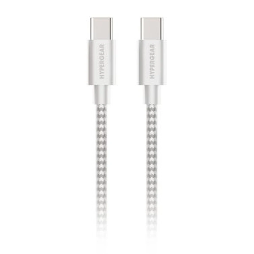 HyperGear 4 ft. 120cm USB-C to USB-C Braided Charge and Sync Cable - White