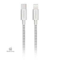 HyperGear 6 ft. 180cm USB-C to Lightning Braided Charge and Sync Cable - White