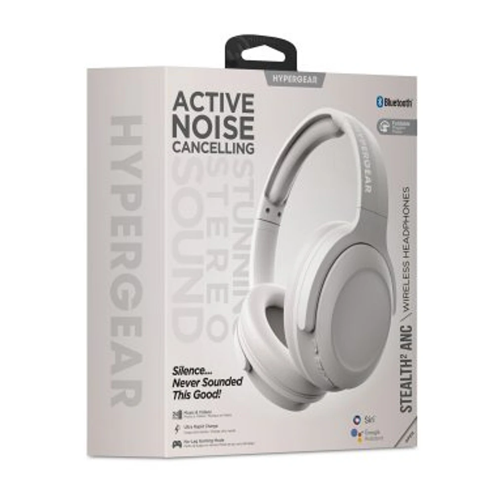 Hypergear Stealth2 ANC Wireless On-Ear Headphones - Black/White