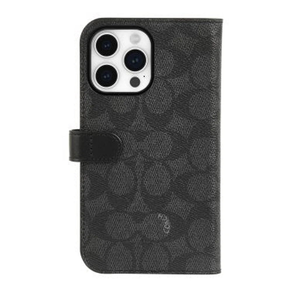 iPhone 15 Pro Coach Folio Signature C Case - Charcoal