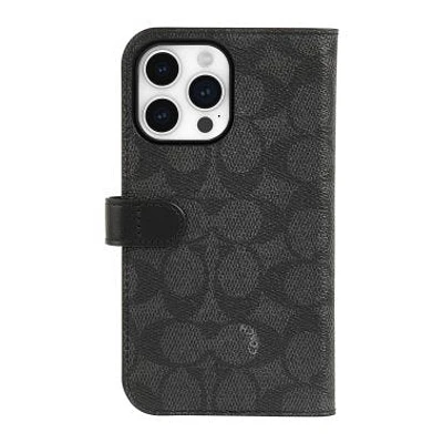 iPhone 15 Pro Coach Folio Signature C Case - Charcoal