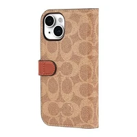 iPhone 15/14/13 Coach Folio Signature C Case - Tan