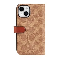 iPhone 15/14/13 Coach Folio Signature C Case - Tan