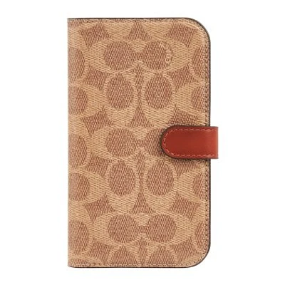 iPhone 15/14/13 Coach Folio Signature C Case - Tan