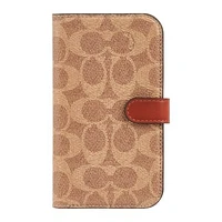 iPhone 15/14/13 Coach Folio Signature C Case - Tan