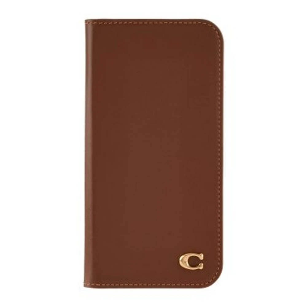 iPhone 16 Pro Max Coach Leather Folio Case - Hazelnut