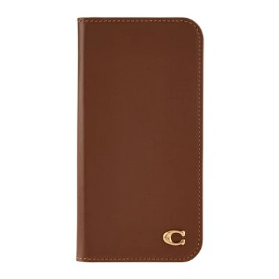 iPhone 16 Pro Max Coach Leather Folio Case - Hazelnut