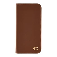 iPhone 16 Pro Max Coach Leather Folio Case - Hazelnut