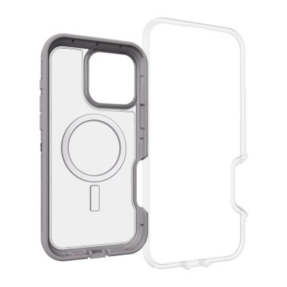 iPhone 16 Pro Max Otterbox Defender XT Clear Pro w/ MagSafe Series Case - Clear/Grey - Snow Capped