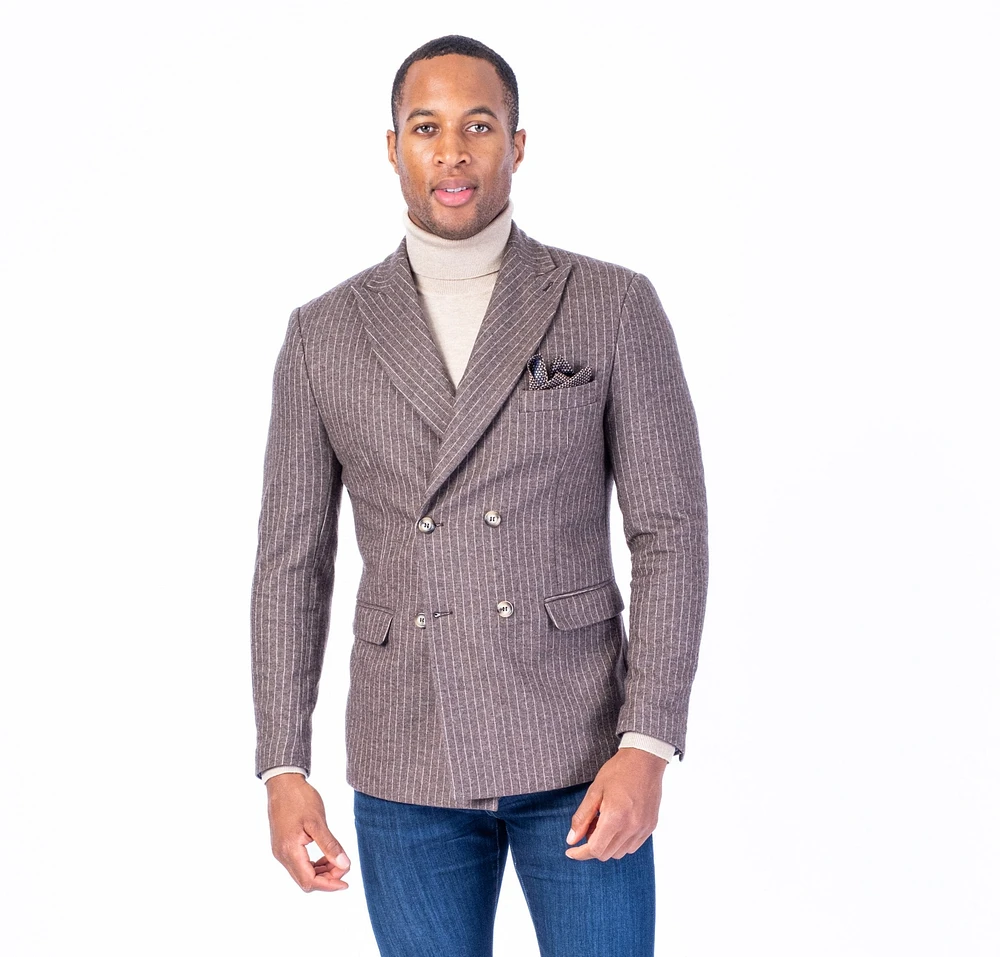 Marzotto Wool DB Pinstripe Blazer - Brown