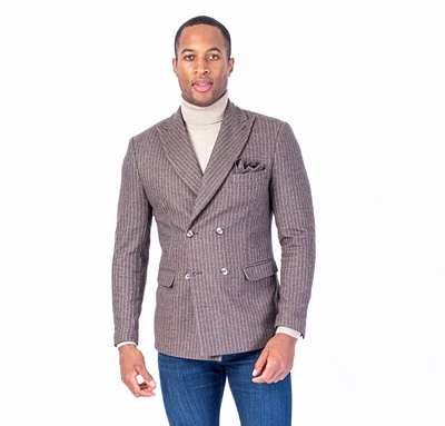 Marzotto Wool DB Pinstripe Blazer - Brown