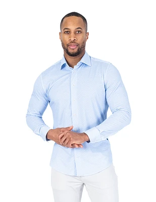 Performance Stretch Diamond Pattern Dress Shirt - Blue