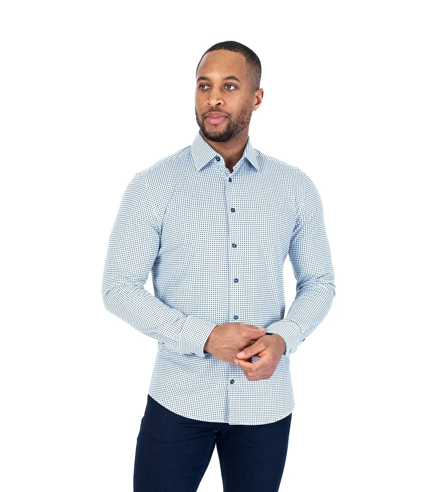 Performance Stretch Fancy Neat Dress Shirt - Green