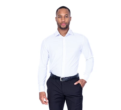 Performance Stretch Solid Dress Shirt - White