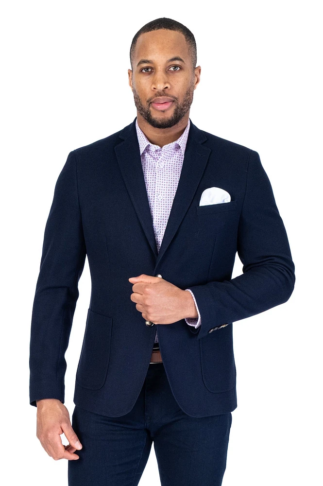 Textured 1/2 Lined Blazer - Navy