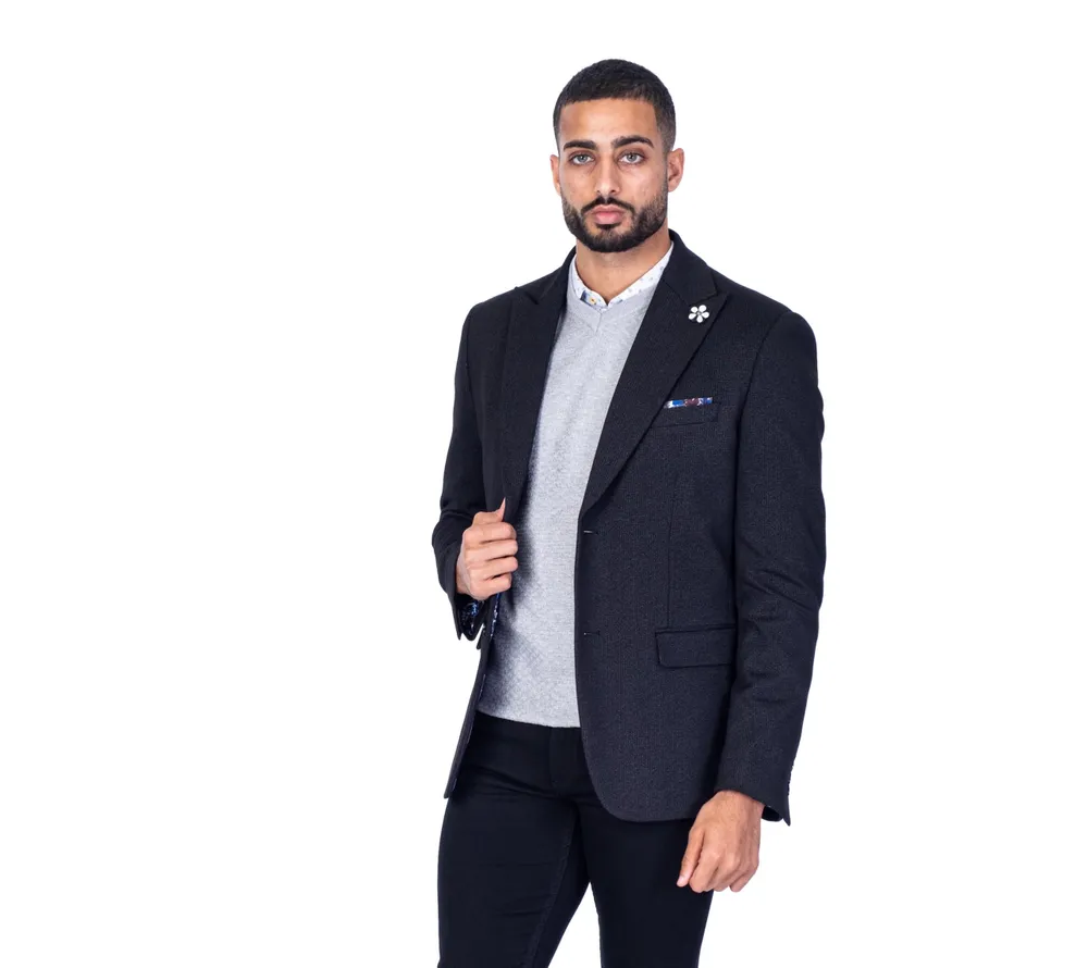 Solid Stretch Sports Jacket - Charcoal