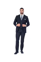X-Slim 3pc Solid Stretch Suit - Black