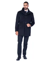Wool/Cashmere Soft Car Coat with Removable Bib - Black