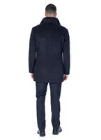 Wool/Cashmere Soft Car Coat with Removable Bib - Black