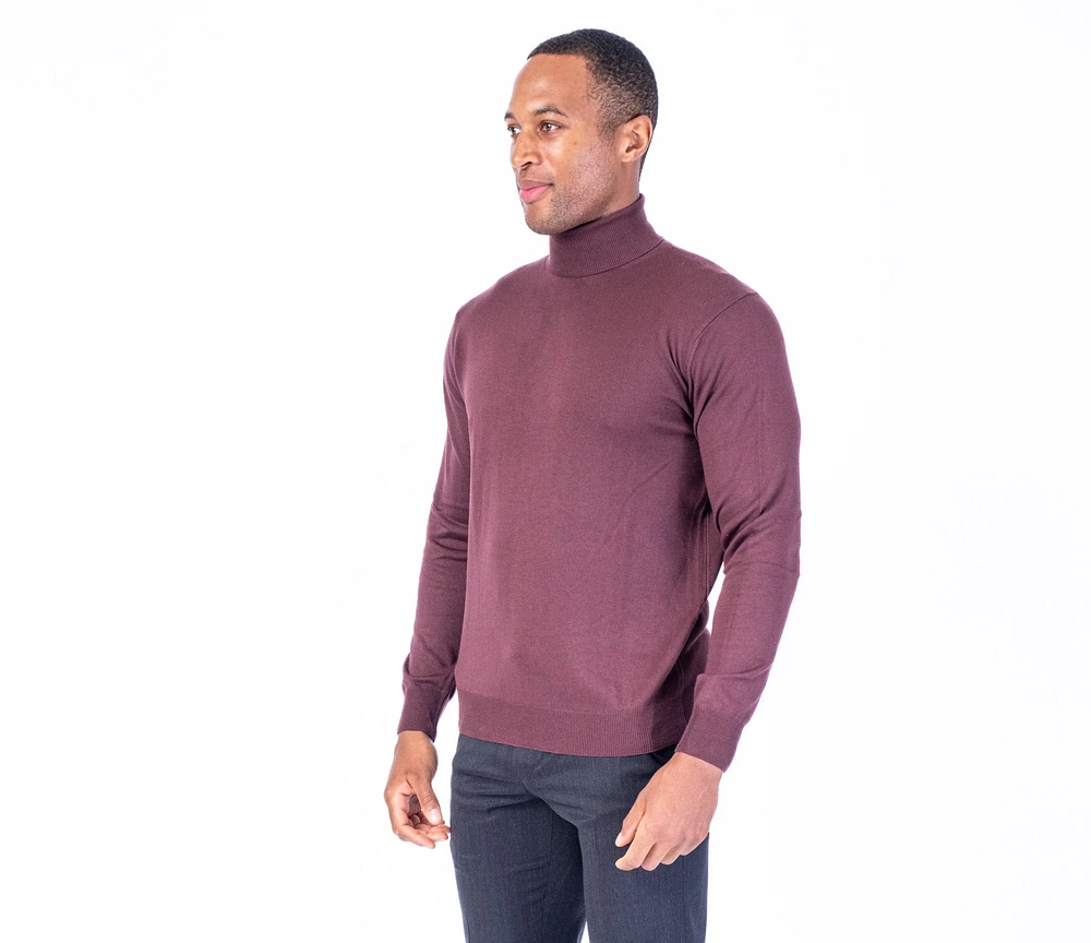 Italian Solid Turtleneck Sweater - Burgundy