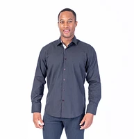 Modern Fit Tonal Textured "Bottega" Sport Shirt - Black