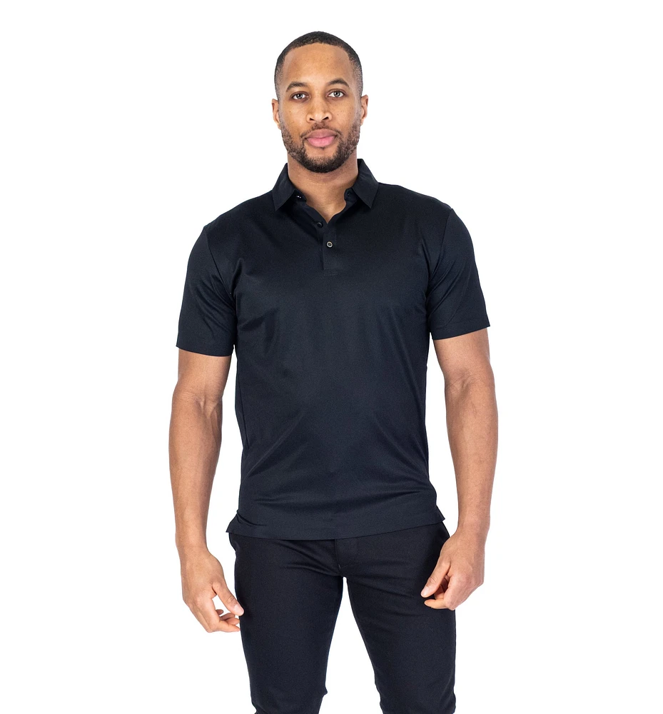 Textured Solid "Jax" Polo - Black